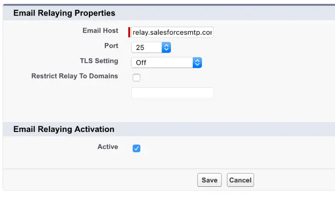 Salesforce Relay Settings
